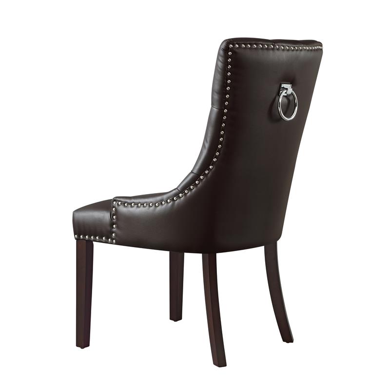 Posh Living Jose Faux Leather Dining Chair in Espresso (Set of 2)