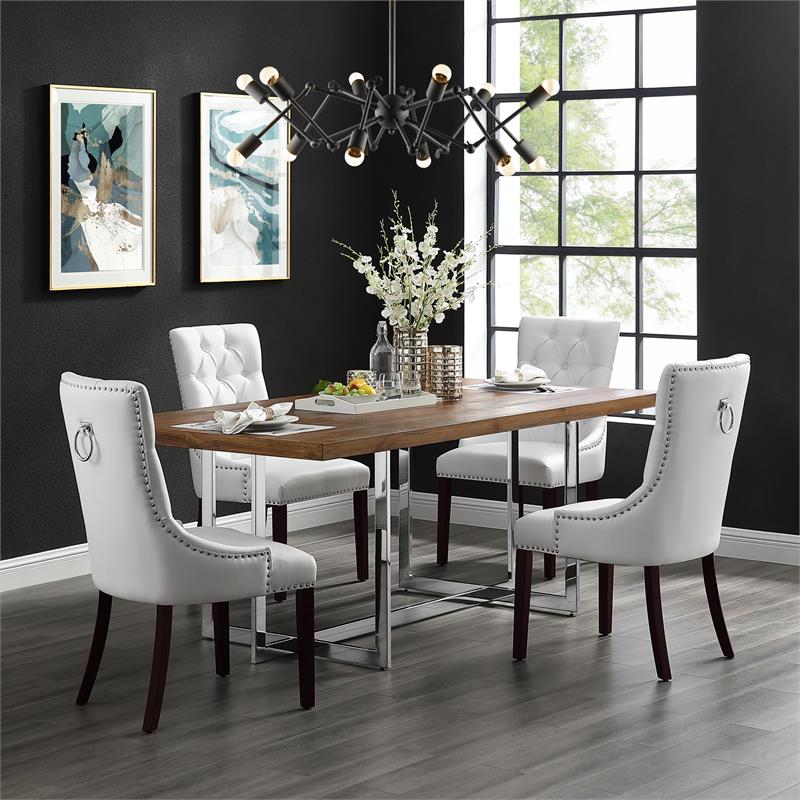 Posh Living Jose Faux Leather Dining Chair in White (Set of 2)