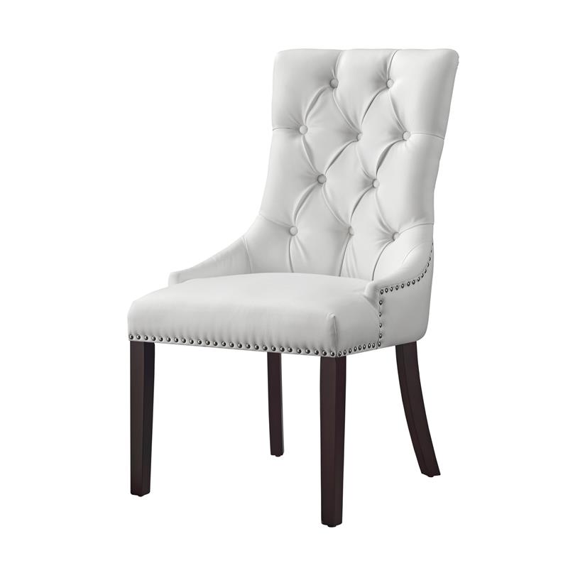 Posh Living Jose Faux Leather Dining Chair in White (Set of 2)