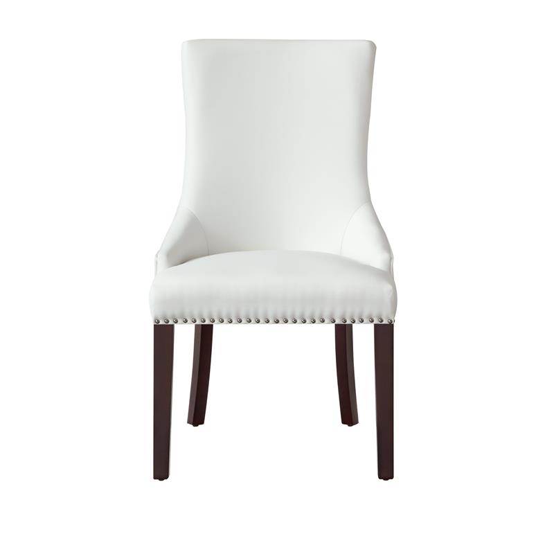 Posh Living Kinsley Tufted Faux Leather Dining Chair in White (Set of 2)