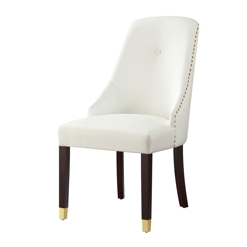 Posh Living Zoe Faux Leather Dining Chair with Nailhead White/Gold (Set of 2)