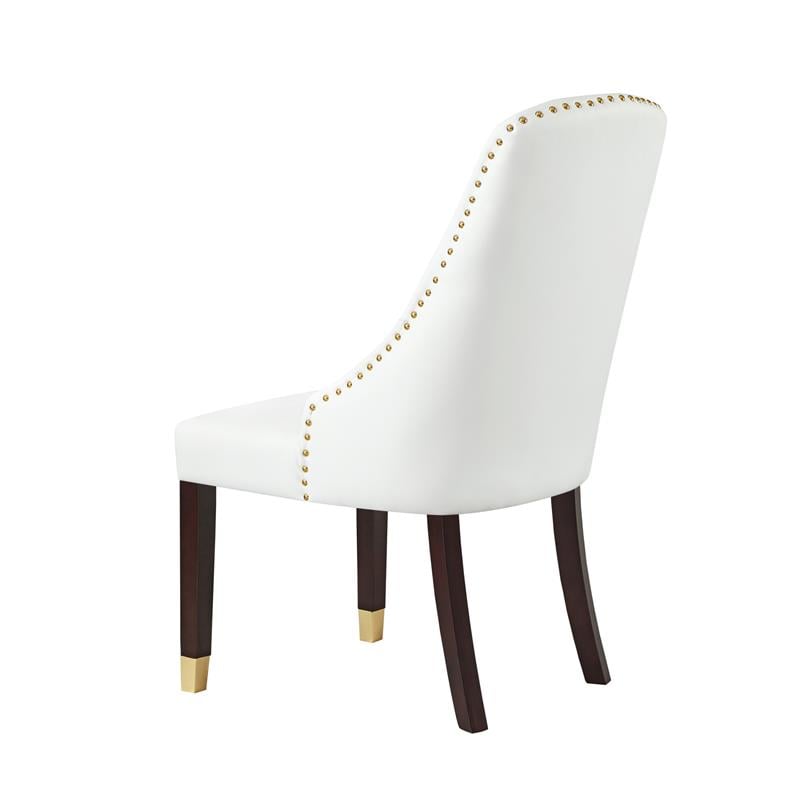 Posh Living Zoe Faux Leather Dining Chair with Nailhead White/Gold (Set of 2)