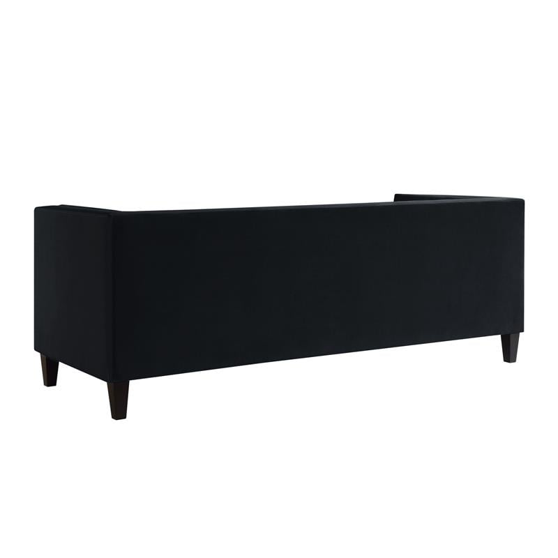 Posh Living Phoenix Button Tufted Velvet Sofa in Black