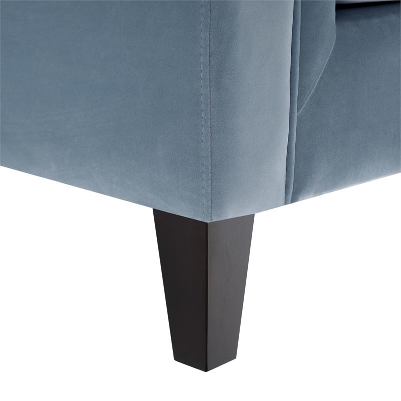 Posh Living Phoenix Button Tufted Velvet Sofa in Slate Blue