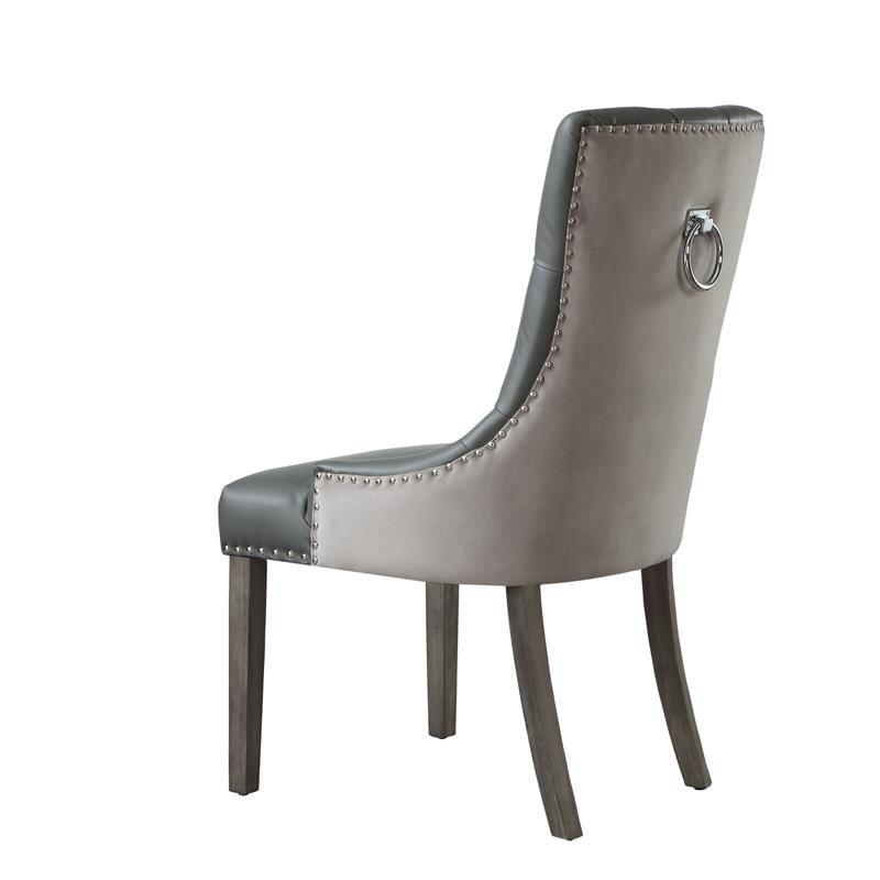 Posh Living Jose Faux Leather Dining Chair in Dark Gray (Set of 2)