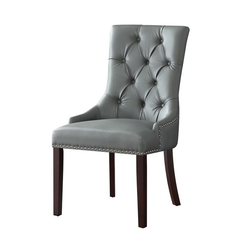 Posh Living Jose Faux Leather Dining Chair in Light Gray (Set of 2)