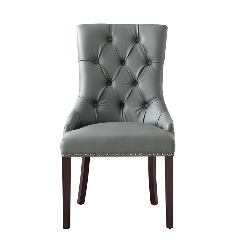Posh Living Jose Faux Leather Dining Chair in Light Gray (Set of 2)