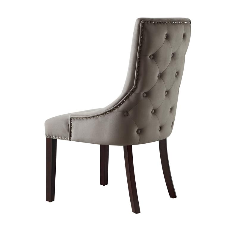 Posh Living Kinsley Velvet Dining Chair in Gray (Set of 2)
