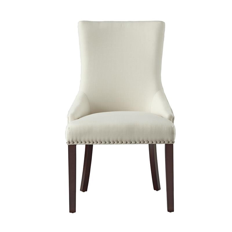 Posh Living Kinsley Linen Fabric Dining Chair in Cream/White (Set of 2)
