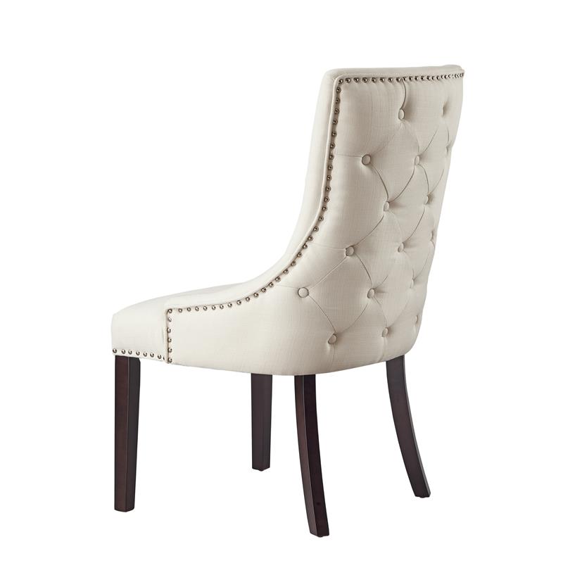 Posh Living Kinsley Linen Fabric Dining Chair in Cream/White (Set of 2)
