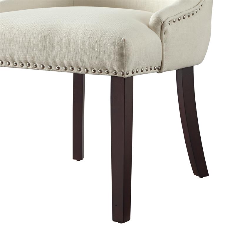 Posh Living Kinsley Linen Fabric Dining Chair in Cream/White (Set of 2)