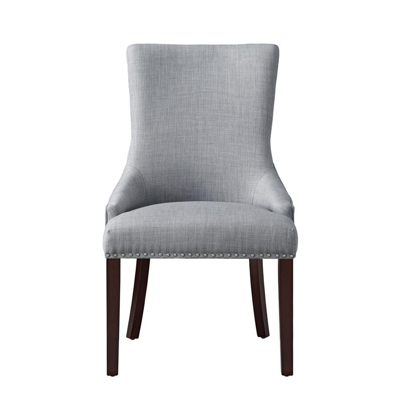Posh Living Kinsley Linen Fabric Dining Chair in Light Gray (Set of 2)