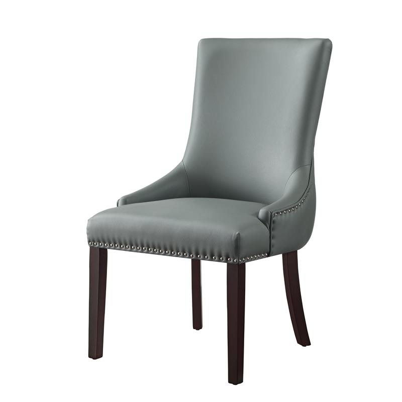Posh Living Kinsley Tufted Faux Leather Dining Chair in Light Gray (Set of 2)