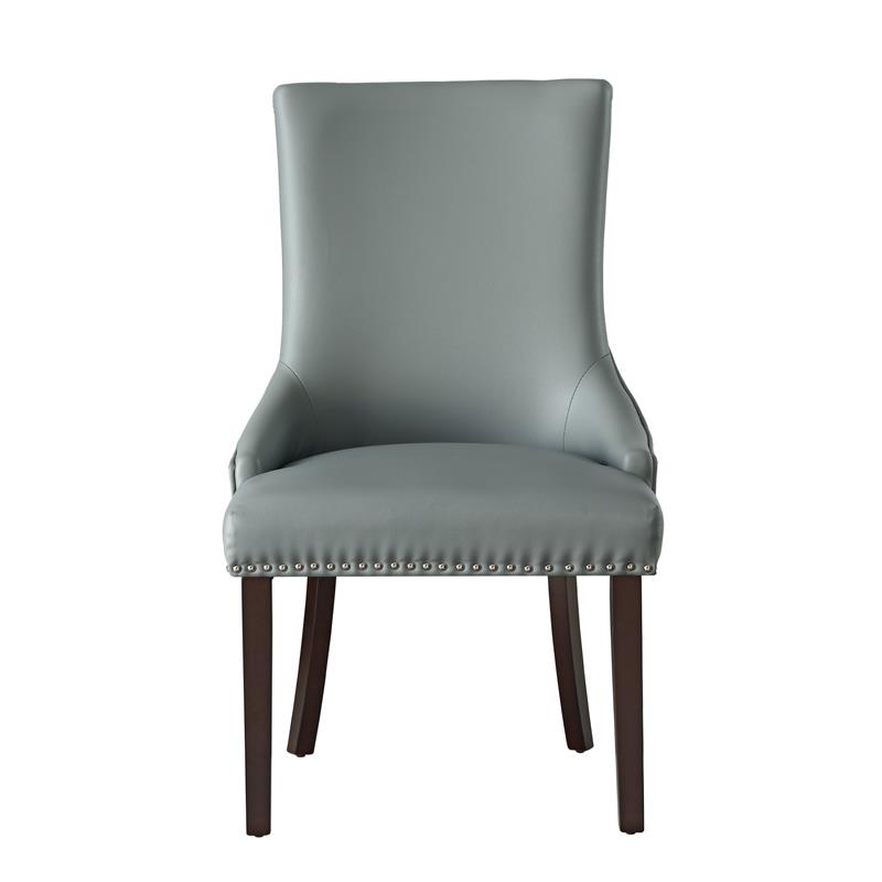 Posh Living Kinsley Tufted Faux Leather Dining Chair in Light Gray (Set of 2)