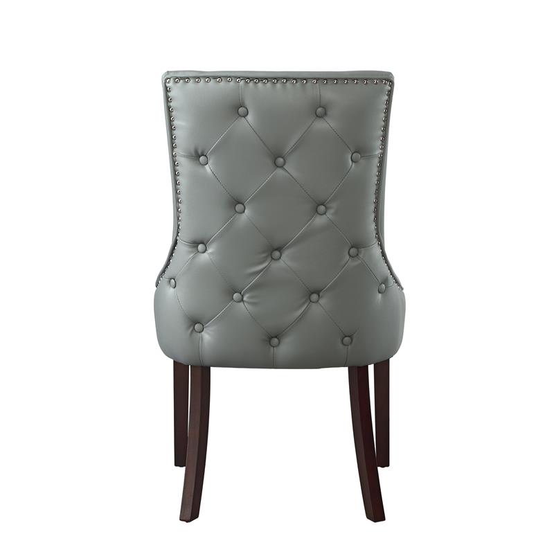 Posh Living Kinsley Tufted Faux Leather Dining Chair in Light Gray (Set of 2)