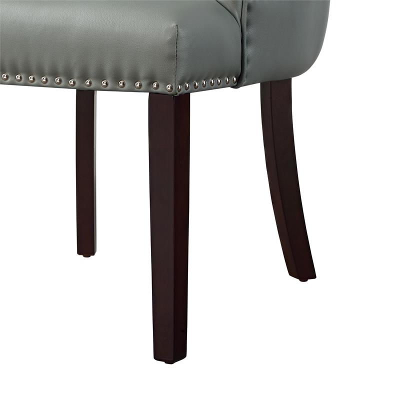 Posh Living Kinsley Tufted Faux Leather Dining Chair in Light Gray (Set of 2)