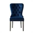 Posh Arthur Velvet Dining Chair with Nailhead Trim Navy Blue (Set of 2)