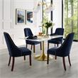 Posh Zoe Velvet Dining Chair with Nailhead Trim in Navy Blue/Gold (Set of 2)