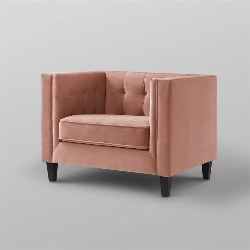 Posh Living Phoenix Button Tufted Velvet Accent Chair in Blush Pink