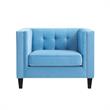 Posh Living Phoenix Button Tufted Velvet Accent Chair in Sky Blue