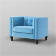 Posh Living Phoenix Button Tufted Velvet Accent Chair in Sky Blue