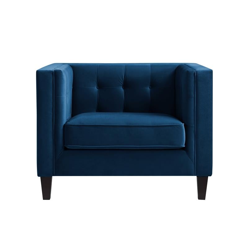 Posh Living Phoenix Button Tufted Velvet Accent Chair in Navy Blue