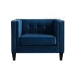 Posh Living Phoenix Button Tufted Velvet Accent Chair in Navy Blue
