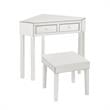 Posh Living Perry Mirrored Corner Bedroom Vanity with Stool in White