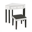Posh Living Perry Mirrored Corner Bedroom Vanity with Stool in Black