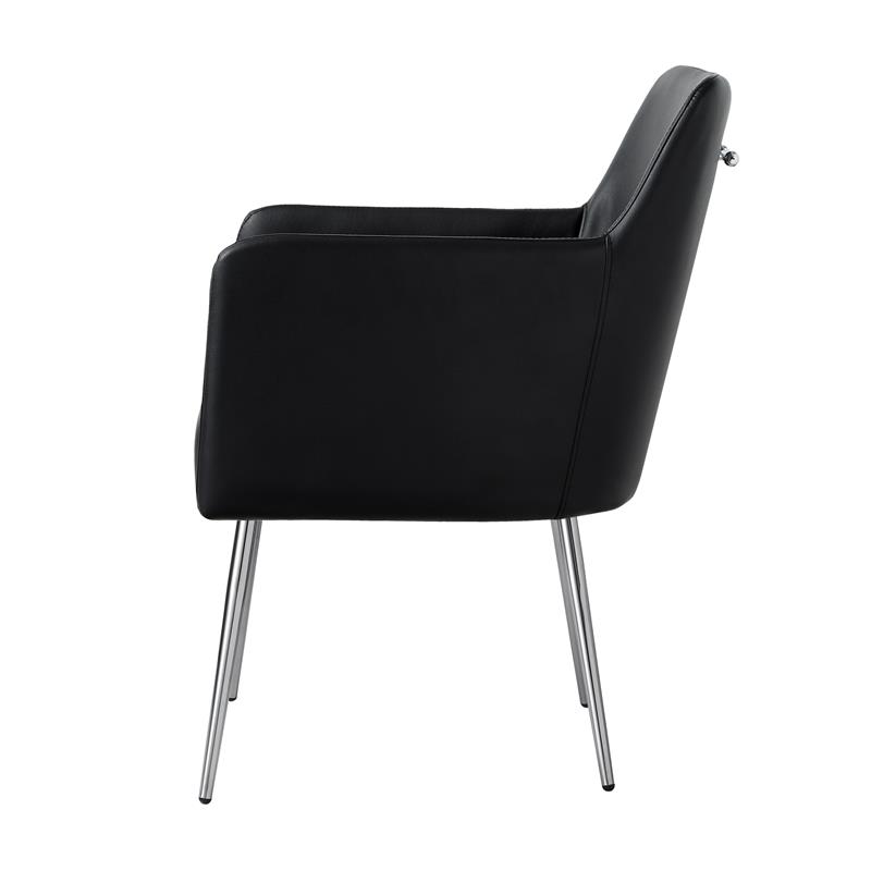 Posh Living Perogo Faux Leather Dining Chair in Black (Set of 2)