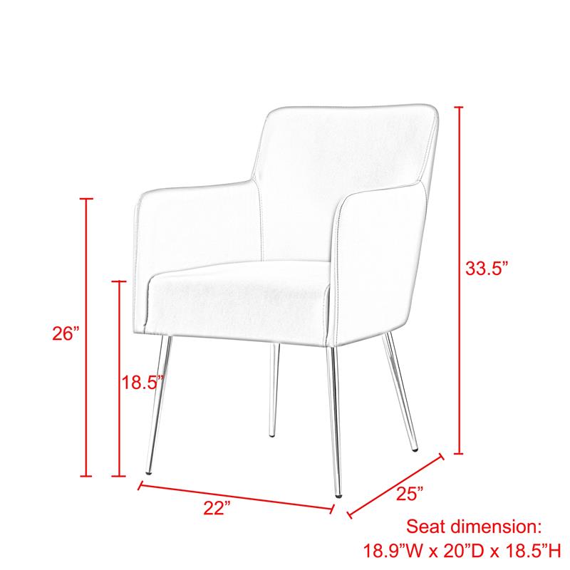 Posh Living Perogo Velvet Dining Chair in Light Gray/Chrome (Set of 2)