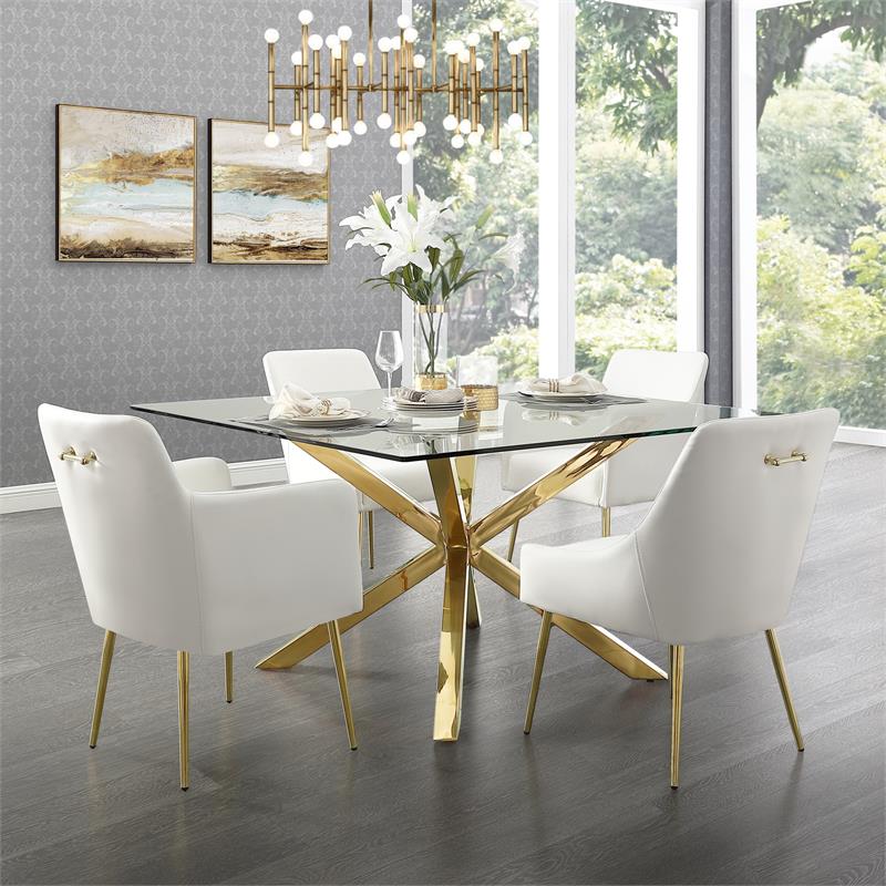 Posh Living Perogo Faux Leather Dining Chair in White (Set of 2)