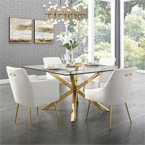 Posh Living Perogo Faux Leather Dining Chair in White (Set of 2)