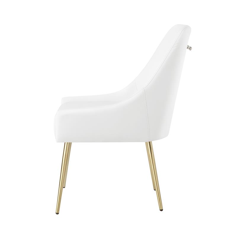 Posh Living Perogo Faux Leather Dining Chair in White (Set of 2)