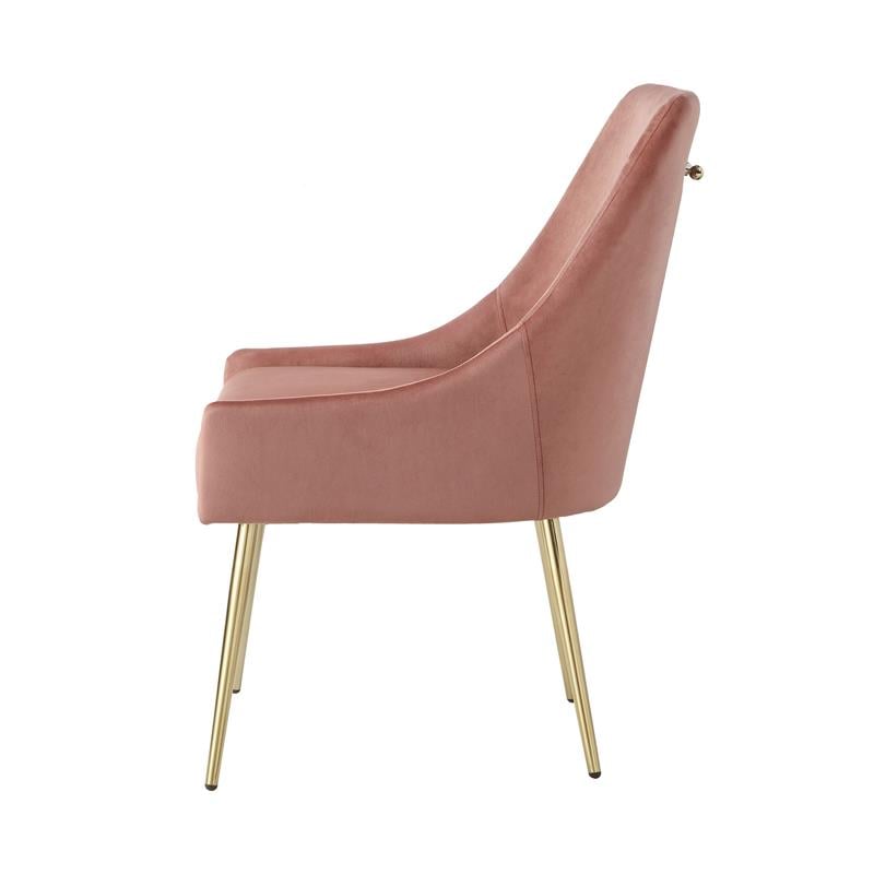 Posh Living Perogo Velvet Dining Side Chair in Blush pink/Gold (Set of 2)