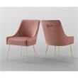 Posh Living Perogo Velvet Dining Side Chair in Blush pink/Gold (Set of 2)