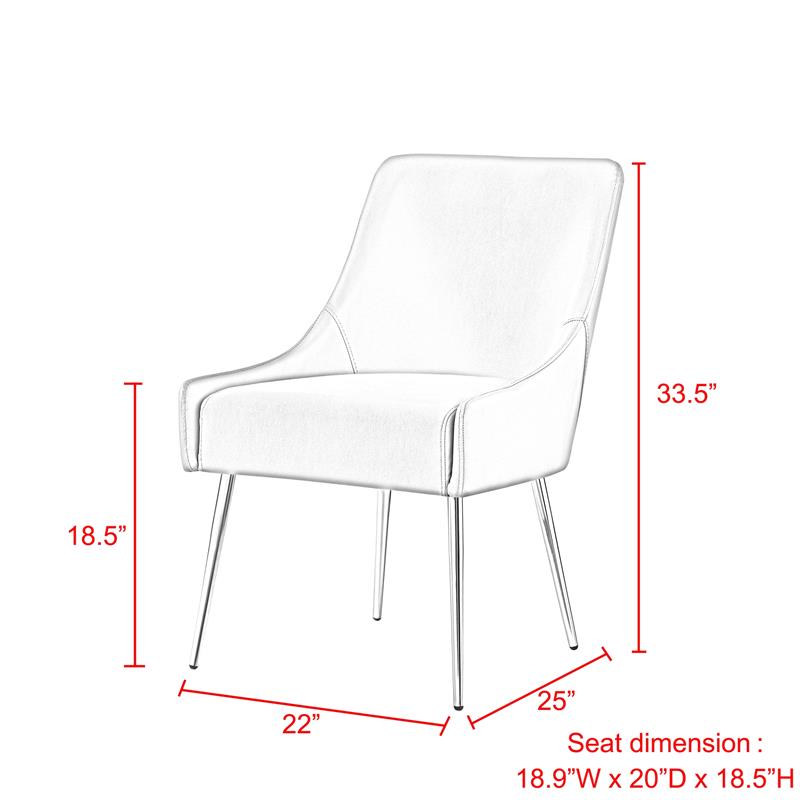 Posh Living Perogo Velvet Dining Side Chair in Light Gray/Chrome (Set of 2)