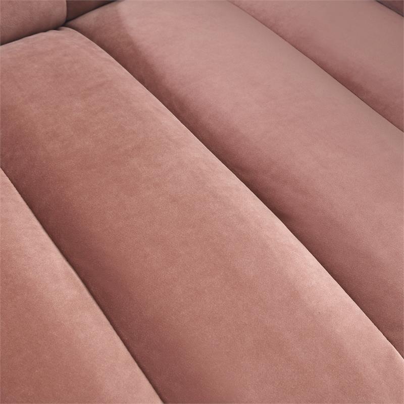 Posh Living Soraya Velvet Accent Chair with Nailhead Trim in Blush/Gold