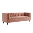 Posh Living Soraya Tufted Velvet Sofa with Nailhead Trim in Blush Pink/Gold