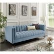 Posh Living Soraya Tufted Velvet Sofa with Nailhead Trim in Slate Blue/Chome