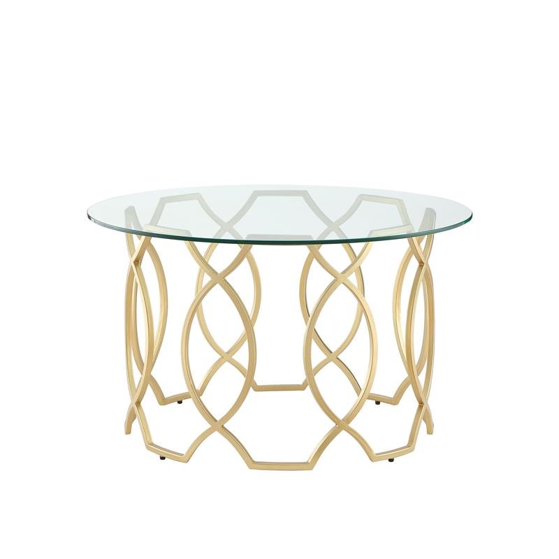 Posh Living Nadia Round Glass Top Coffee Table in Gold