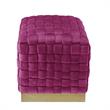 Posh Living Michirin Velvet Cube Ottoman with Metal Base in Fuchsia/Gold