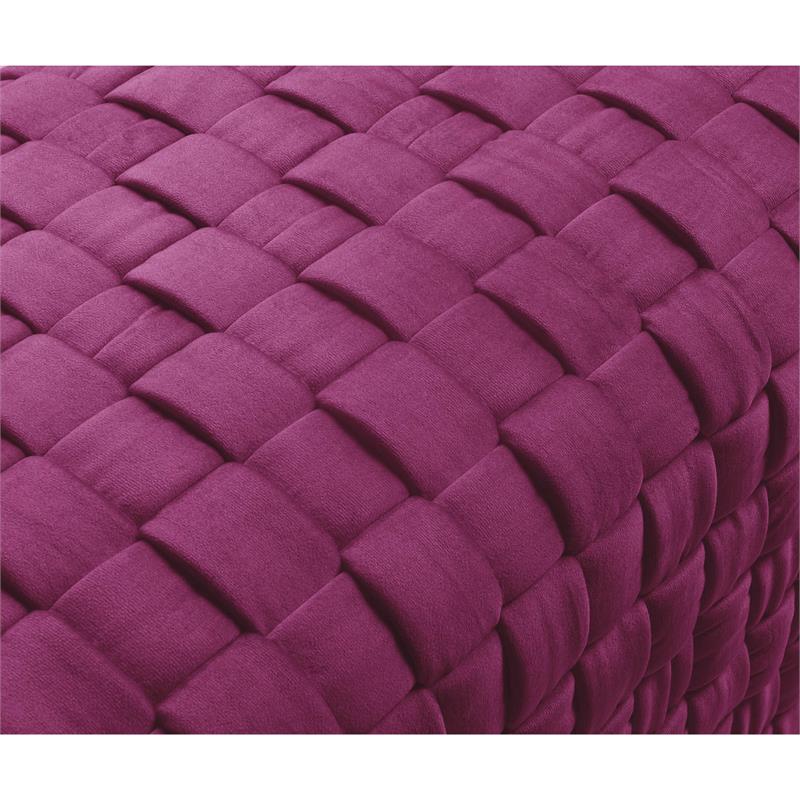 Posh Living Michirin Velvet Cube Ottoman with Metal Base in Fuchsia/Gold