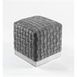 Posh Living Michirin Velvet Cube Ottoman with Metal Base in Gray/Chrome