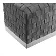 Posh Living Michirin Velvet Cube Ottoman with Metal Base in Gray/Chrome