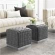 Posh Living Michirin Velvet Cube Ottoman with Metal Base in Gray/Chrome