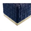 Posh Living Michirin Velvet Cube Ottoman with Metal Base in Navy/Gold