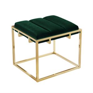 Posh Living Markus Modern Tufted Velvet Ottoman in Green/Gold