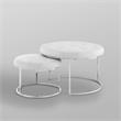 Posh Living Aaden Tufted Faux Leather Nesting Ottoman in White/Chrome (Set of 2)