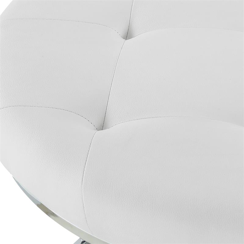 Posh Living Aaden Tufted Faux Leather Nesting Ottoman in White/Chrome (Set of 2)